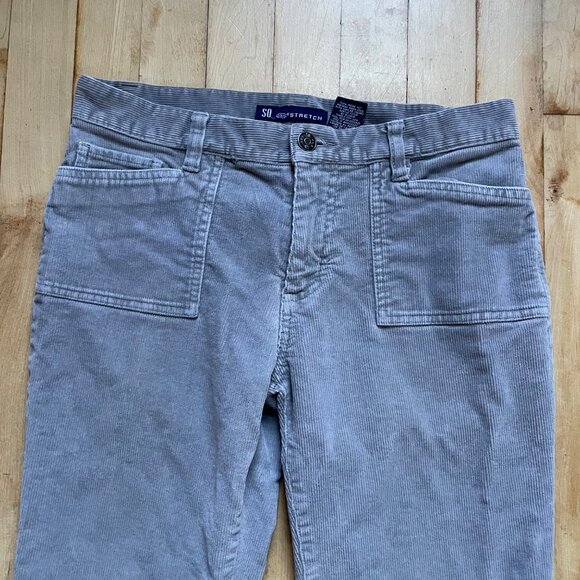 VTG Y2K So GSJC Stretch Gray Corduroy Flares | Indie Sleaze Low Rise 2000s Pants - Picture 10 of 11